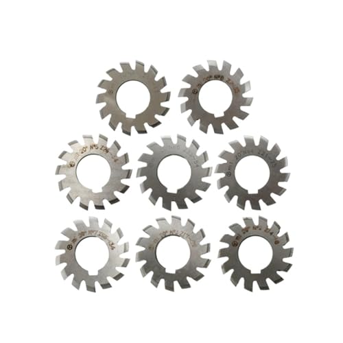 WENBIXIA 1PCS M0.5 M0.75 M1 M1.25 M1.5 M2 M2.5 M3 M4 M5-M10 Modulus PA20 Degrees NO.1-NO.8 HSS Gear Cutting Tools(M6.5,NO.8)