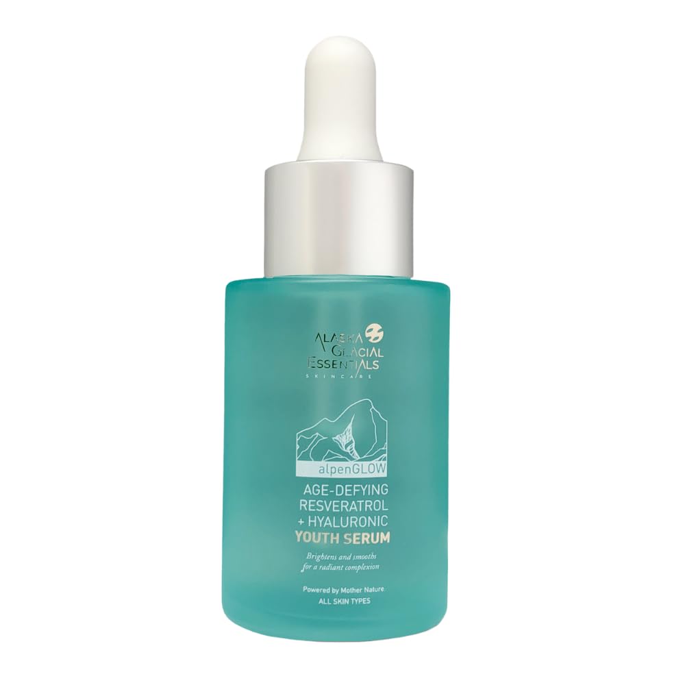 Alaska Glacial Resveratrol + Hyaluronic Acid Anti-Aging Serum for Sensitive & Combo Skin | Firms, Plumps, Smooths Fine Lines | Lightweight Gel Serum – 30ml