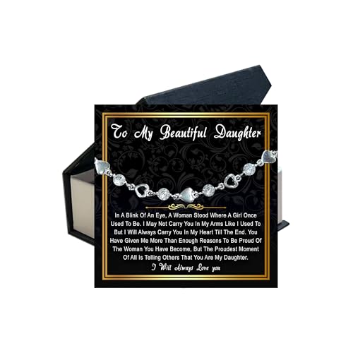 Image of To My Daughter Bracelet From Mom And Dad With Heartfelt Message & Elegant Box, Valentines Gifts For Daughter, Jewelry Gift For Daughter From Mother and Father On Birthday, Graduation