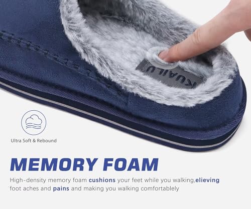 Image of KuaiLu Mens Slippers Orthopedic Arch Support Suede Fluff Plush Home Shoes | Comfortable Plantar Fasciitis Slip-on Bedroom Warm House Garden Footwear Fuzzy Clogs Slippers Indoor Outdoor Pantuflas