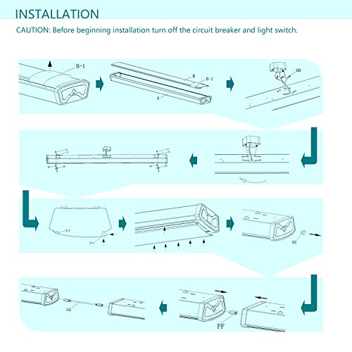 AntLux Linkable 4 Foot LED Wraparound Shop Light Flush Mount Garage Lights, 40W 4400 Lumens, 4000K, 4FT LED Wrap Lights, Linear Puff Ceiling Lighting Fixture, Fluorescent Tube Replacement, 4 Pack - Thumbnail 5