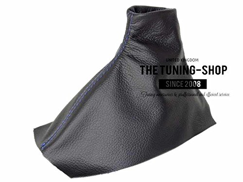The Tuning-Shop Compatible with Shift Boot for Ford Mustang GT 2010-2015 Black Italian Leather Blue Stitching
