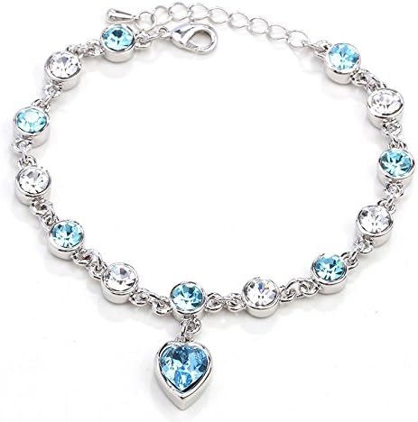 18k Rhodium Plated Antique Blue charm Bracelet for Girls UTB_013