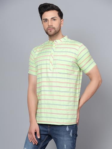 Image of LATEST CHIKAN Men's Cotton Regular Casual Strped Short Kurta Half Sleeves - (SK-LJ.DS.AS)