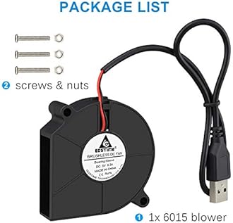GDSTIME USB Blower Fan Small 60mm x 15mm, Quiet 3 Speeds, Adjustable Mini 5V Brushless DC Cooling Fans for Helmet Laptop 3D Printer Ventilaiton
