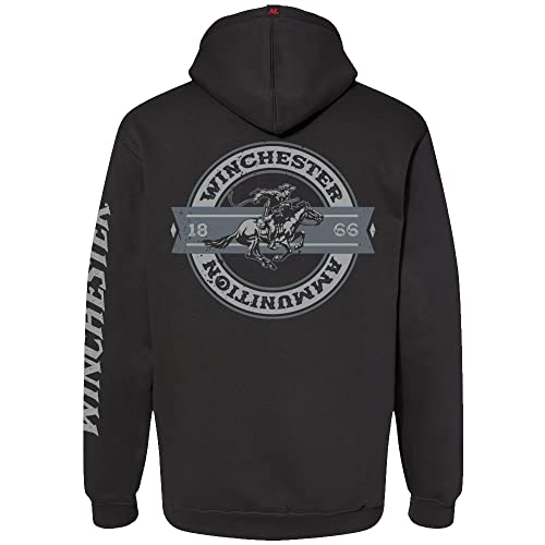 Winchester Legend Collection Rider Crest Banner Made in the USA Fleece Pullover Hooded Sweatshirt for Men Black