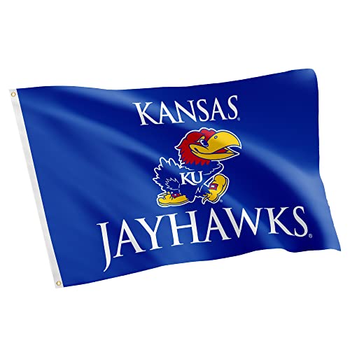 Desert Cactus The University of Kansas TUK Flag - 3 x 5 Feet Jayhawks Banner, Indoor/Outdoor Durable Fabric, 100% Polyester Design (Style B)