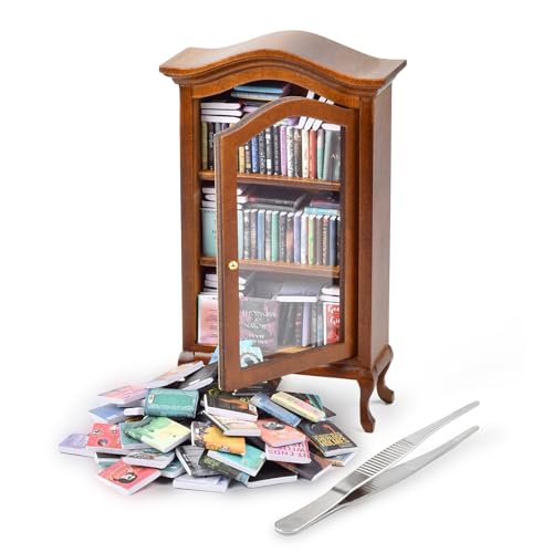 Left Bridge Mini Bookshelf with 100+ Miniature Books
