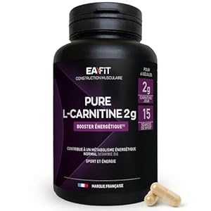 EAFIT Pure L-Carnitine – Booster energetique, Améliore la performance dans le sport comme la musculation – L-Carnitine 2000 mg, 90 Gélules – S&rsquo;utilise en pre workout – vitamine b6