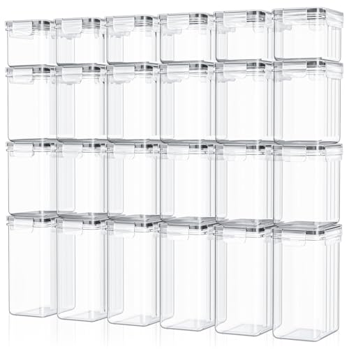 Storivo Food storage Lot de 24 boîtes de conservation hermétiques avec couvercle, organisateur de cuisine pour farine, sucre, céréales, etc., avec étiquettes et marqueurs, pour cuisine et