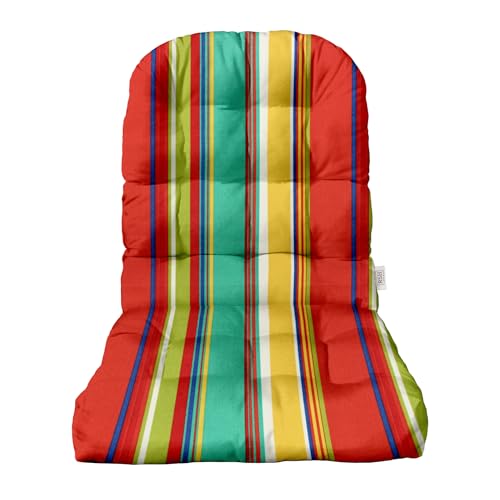 RSH DECOR: Tufted Adirondack Chair Cushion | 42.5” x 21” | All-Weather Spun Fabric | Water and Fade-Resistant | Outdoor Cushion for Patio Furniture | Bright Colorful Stripe