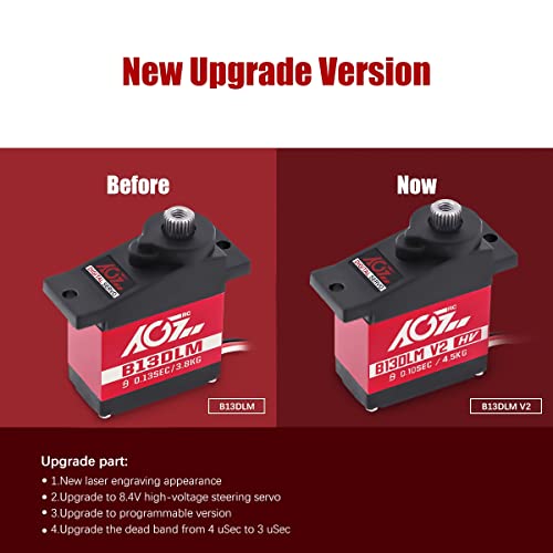 Agfrc Sub-Micro Servo Motor - Upgrade Metal Case Titanium Gear 4.5Kg Hv Mini Servo For 1/14 1/18 1/24 Rc Cars Planes (B13Dlm V2) #TOP1
