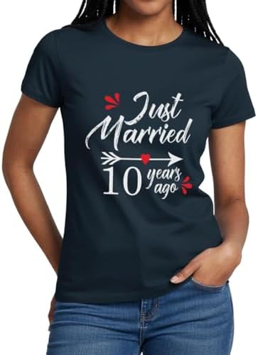 Spreadshirt Anniversaire de Mariage 10 Ans Just Married T Shirt Femme