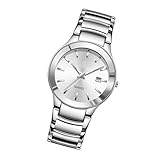 Orologio da uomo delicato con cassa in acciaio inossidabile e cristallo minerale, impermeabile fino a 30 metri, per uso quotidiano, Argento, Women model