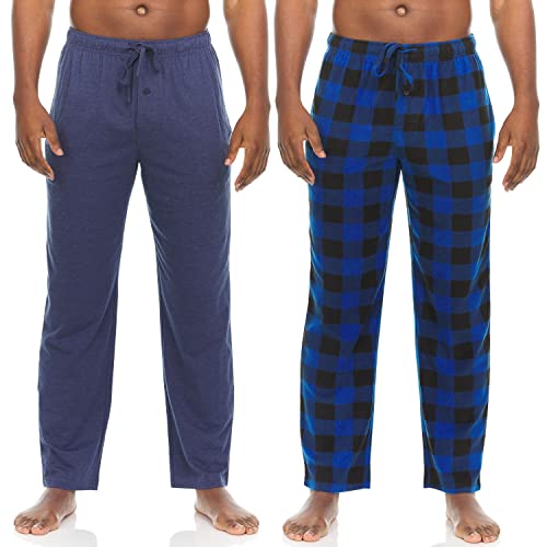 Swiss Alps Mens 2-Pack Pajama Bottoms Gift Set - Fleece Pant and Jersey Pant