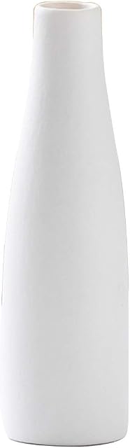 Ceramic Bud Vases, Conic Unique Flower Arrangement Vase, Floral Bouquets Display Vase for Home Decor (White)
