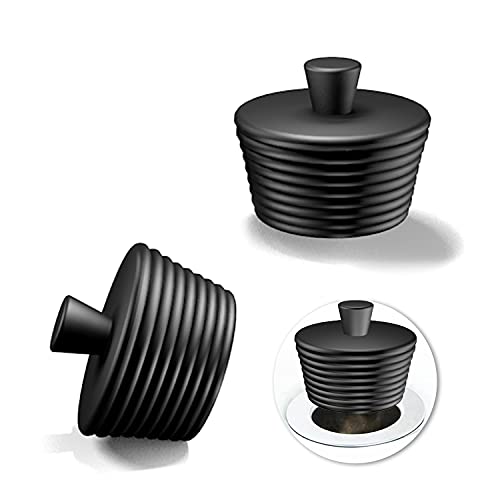 VOSSOT Tappo universale in silicone per lavabo, 2 pezzi, per lavandino, lavandino, lavandino, bagno, cucina (nero)