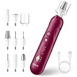 COSLUS Professional Manicure Pedicure Kit: 5 Speed Cordless Nail Drill for Thick Nail Toenail Cuticle, Hand Feet Trimmer Buffer for Women Men Baby Pet (RED)