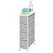 mDesign Narrow Dresser Storage Tower Stand with 4 Removable Fabric Drawers - Steel Frame, Wood Top Organizer for Bedroom, Entryway, Closet - Lido Collection - Gray