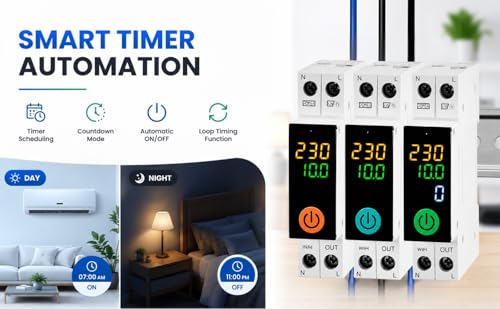 Image of WiFi APP Smart MCB with Metering, Timing, Fault Protection and Local Control| 63A 1P Real Time Monitoring of Voltage Current Power