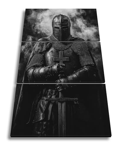 Tableau chevalier de fer triptyque noir et blanc 120x80cm