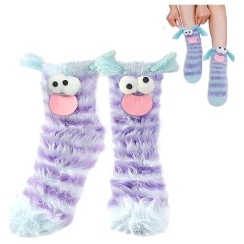 Warm Coral Fluffy Cartoon Monster Socks Cover