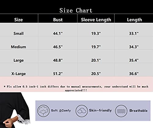 The Bund Women's Short Sleepwear Modal Cotton Knit Robe-Lace Trim, L Grey #TOP6