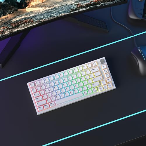 Image of Guffercty kred 128 Keys XDA Profile Minimalist White Keycaps 75 Percent Dye-sub PBT Keyboard Caps for MAC 60% 65% 75% 96% Mechanical Keyboard (Minimalist-A English Keycaps)