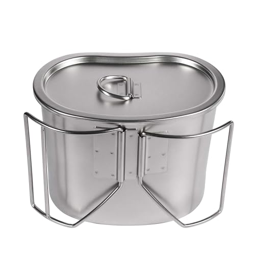 Goetland US Military Style 304 Stainless Steel US Army Canteen Cup with Lid 0.85 qt 800 ml - Thumbnail 2