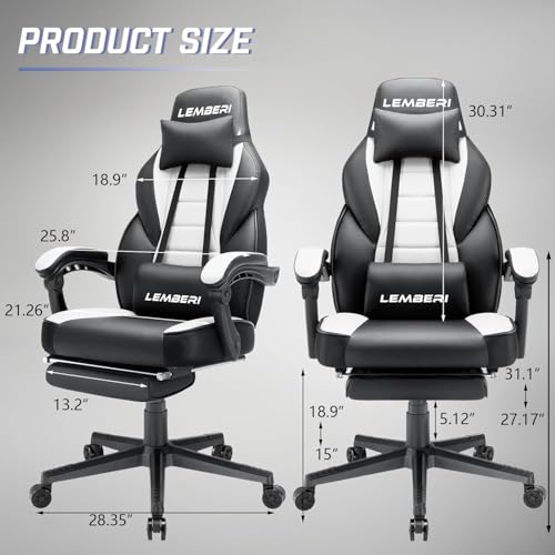 image for LEMBERI Gaming Chairs with Footrest,Ergonomic Video Game Chairs for Ad