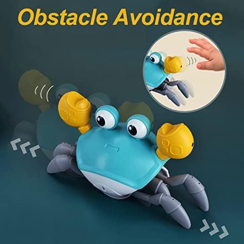 BEERYFUN Crawling Crab Toy with Music and Light, Interactive Crawling Toys with Automatically Avoid Obstacle Toddler Toys for 3+ Years Old Boys Girls