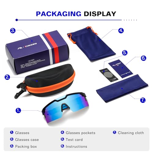 Image of kimorn Polarized Sports Sunglasses for Men, Warp Around Goggles Sun Glasses with UV400 Protection for Driving Fishing
