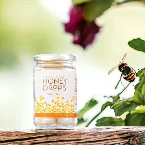 Gourmanity Honey Drops, Delectable Balls of Hard Honey Candy with Surprise Honey Filling, Carefully Crafted with Natural Honey, Made in Provence, France, 7oz