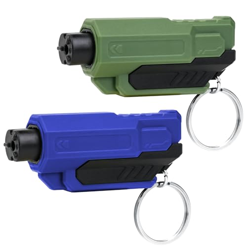 SINSEN Window Breaker Seatbelt Cutter, Life Hammer Car Escape Tool, Portable Escape Kit, 2 Pack(Green & Blue)
