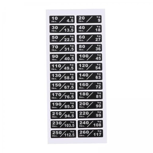 Lljsszr 2X Weight Labels for Stack Weights 10-260lbs Black Background Number Stickers for