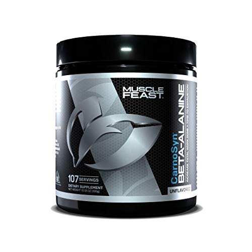 MUSCLE FEAST Beta Alanine Powder, Pure CarnoSyn, Unflavored, Keto, Increase Athletic Endurance & Recovery, Gluten Free, Non-GMO, 107 Servings