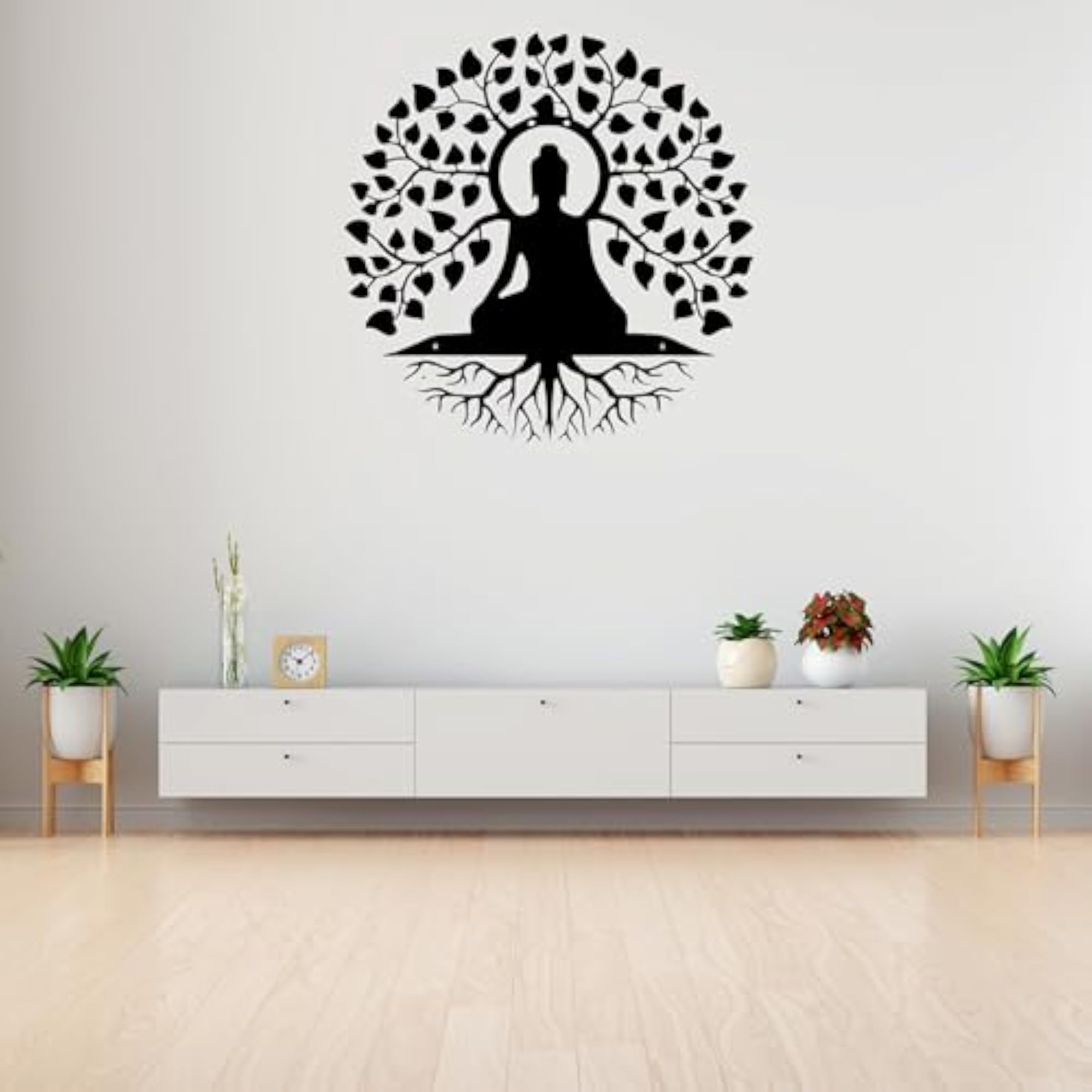 Metal Buddha Hanging Wall Decor, 40 cm Black