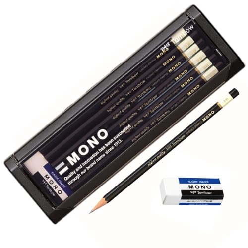 Tombow MONO-3B Premium Pencil, 3B MONO (High Standard Pencil with Ultra Fine Core), With MONO Eraser, Drafting and Drawing, 1 Dozen