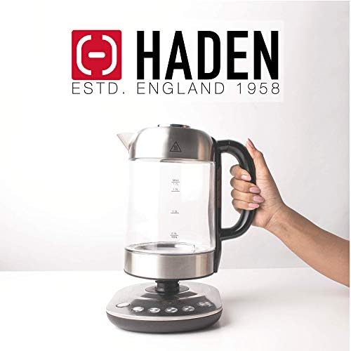 Haden Richmond Kettle  Electric Variable Temperature Fast Boil Kettle, 3000W, 1.7Litre, Brushed Stainless-Steel & Glass - CE21