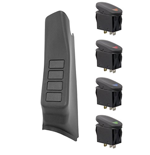 Rugged Ridge 17235.96 Switch Pod Kit, A-Pillar, 4 Switches, Black, LHD; 11-18 Wrangler JK