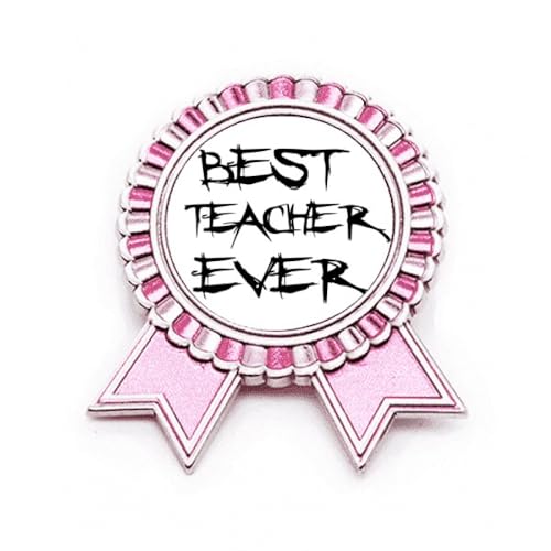 Broche rose « Best Teacher Ever » en métal M, le bijou parfait à porter lors de la kermesse de fin d'année
