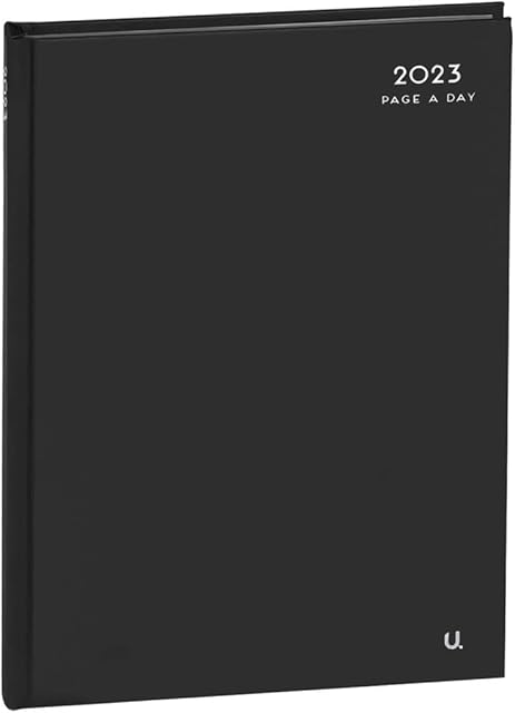 iTrend A5 Page a Day Including Half Page Weekend Diary - Lined Diary with Thick Paper - 2023 Diary Full Year Weekly Planner - Hard Back Cover & Ribbon - for Home School Office (Black)