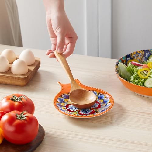 Image of vancasso 7.7 Inch Ceramic Spoon Rest, Bohemian Stove Top Kitchen, Orange