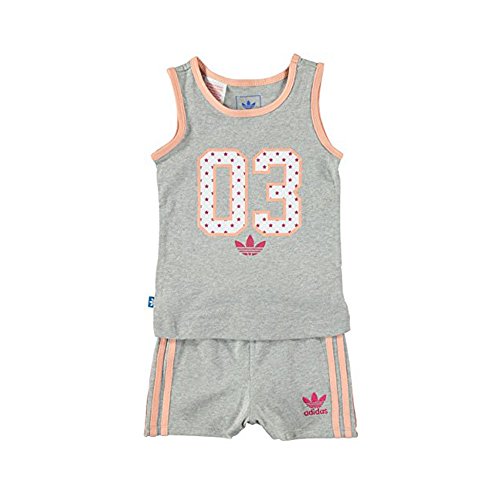 adidas Originals Infant Girls Americana Tank Tee and Shorts Full Set Baby Kids (3-6 Months)