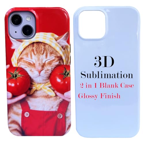 JUSTRY 5-Pack Blank 3D Sublimation Film Phone Case for iPhone 15 | Dual-Layer Protective Cover | Wireless Charging Compatible & Glossy | Easy to Sublimate Bulk Coated Covers