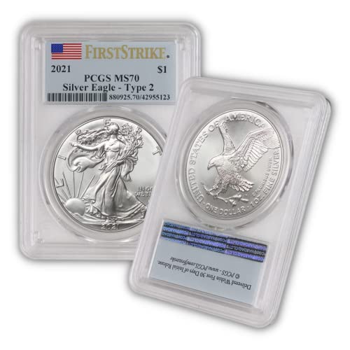 2021 1 oz American Silver Eagle Coins MS-70 (Type 2 – First...