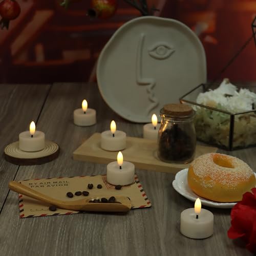 Image of Magiq 6 PCS Flameless LED Tea Lights Flickering White Battery Operated, Electric Fake Tealight Candles Long Lasting for Romantic Night Wedding Birthday Party Valentine's Day Christmas Home Decor