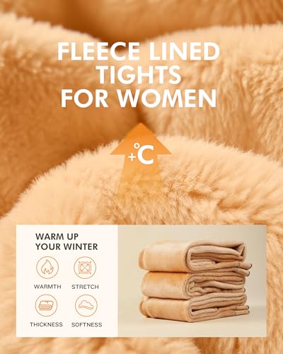 Image of CHRLEISURE Women's Fleece Lined Tights - Fake Sheer Warm Pantyhose Thick Winter Leggings(SY Honey, M /L)
