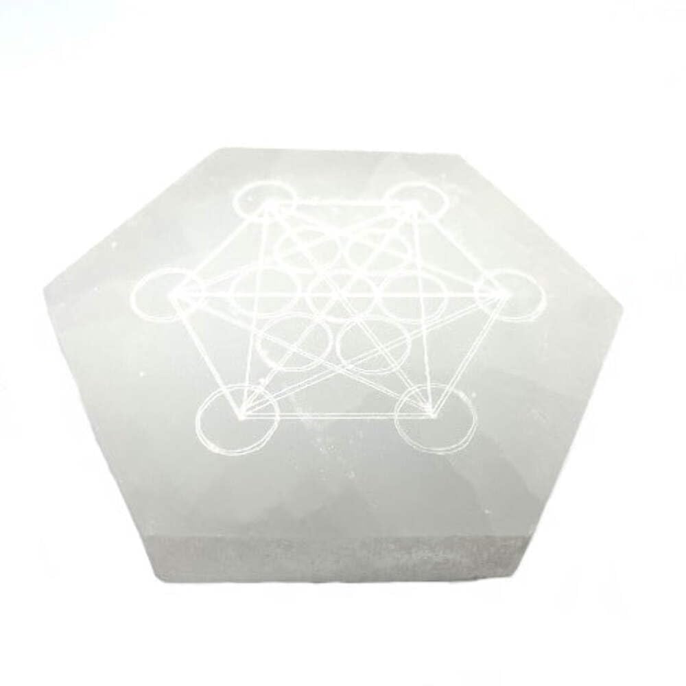 Metatron's Cube Hexagon Selenite Charging Plate – 4