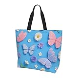 [Kirayume Nexus] 色とりどりの花の中の蝶々 エコバッグ 折りたたみ 大容量 軽量 撥水防汚 水洗い可 男女兼用 トートショルダー 通勤通学買い物用